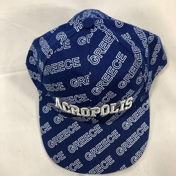 Acropolis Greece Blue White All Over Print Hat Cap Adjustable One Size Fits Most - Picture 6 of 11